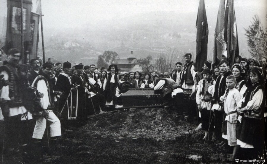 Hutsul villagers gather for funeral